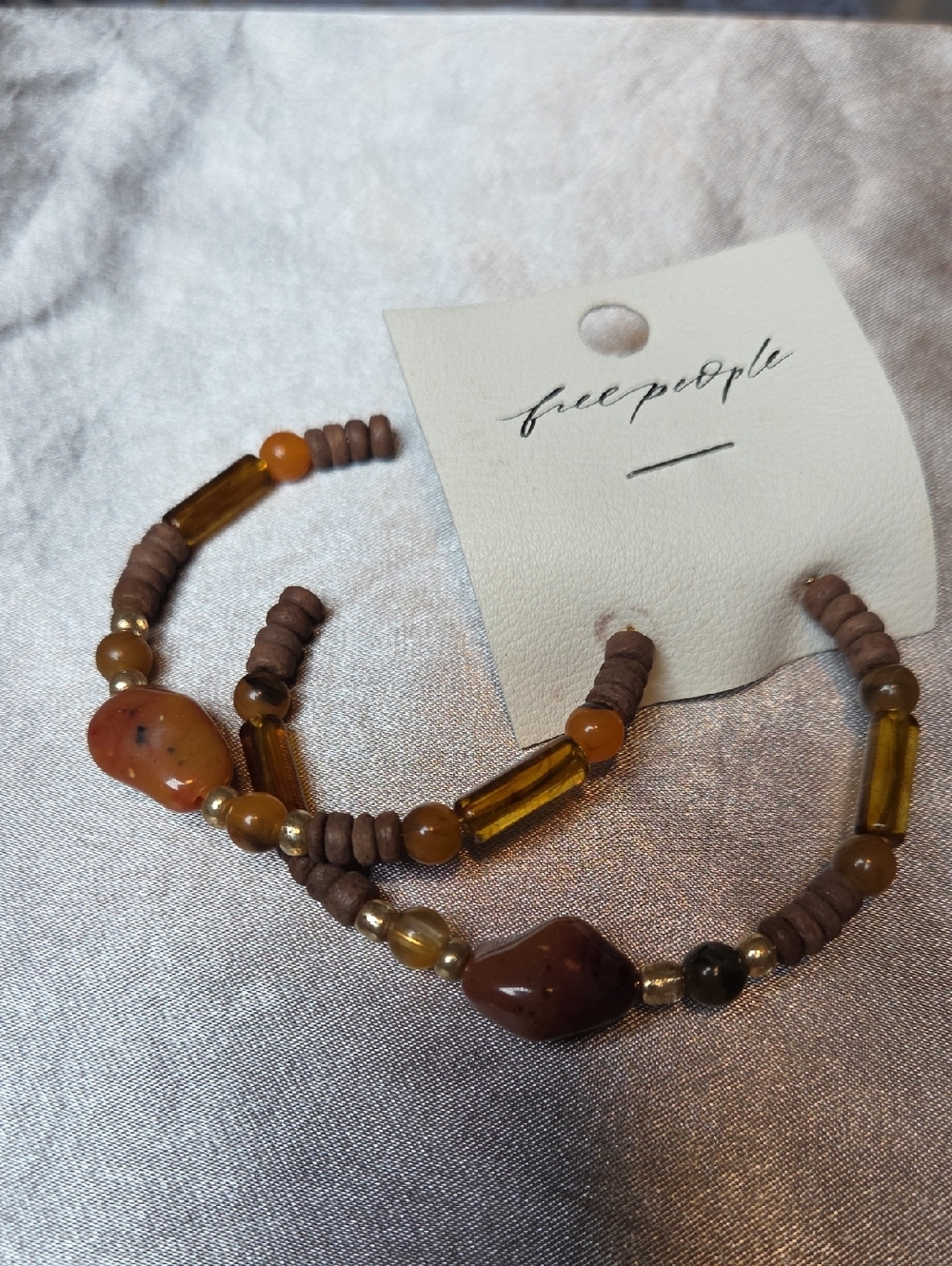 Free People Flynn Wood Boho open hoop Earrings